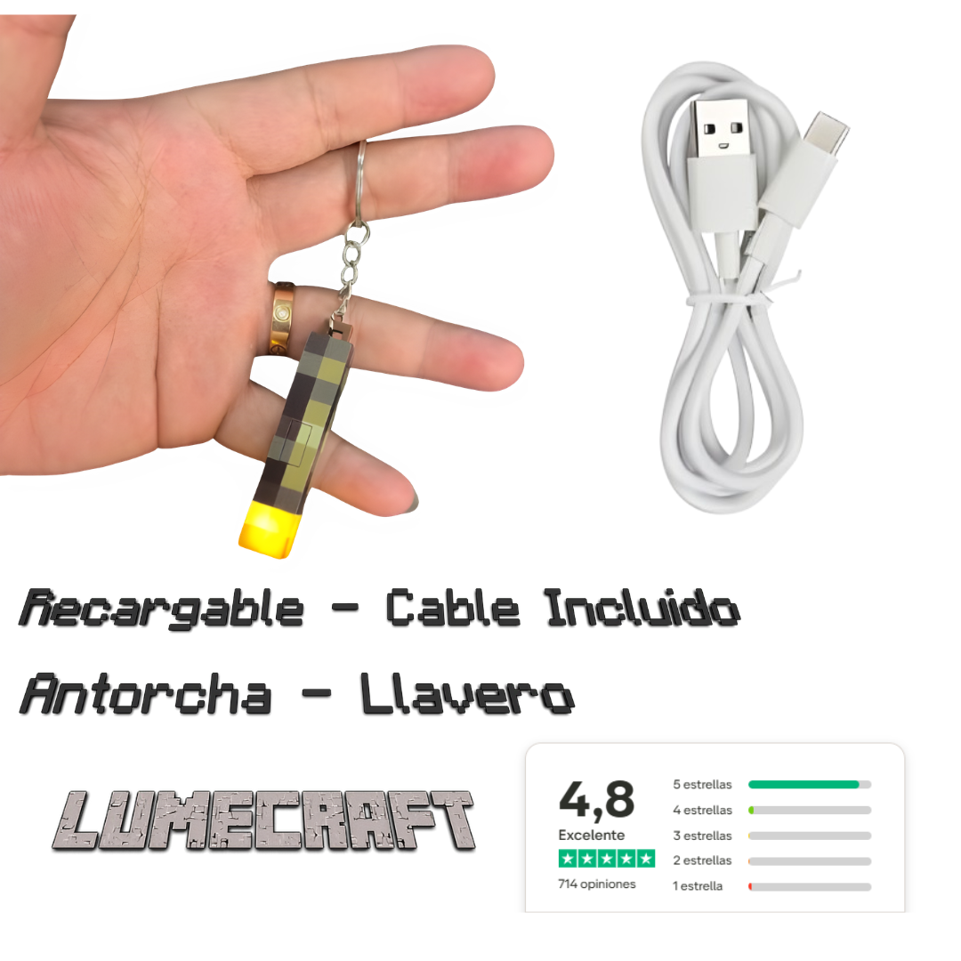 Llavero Antorcha Minecraft LED